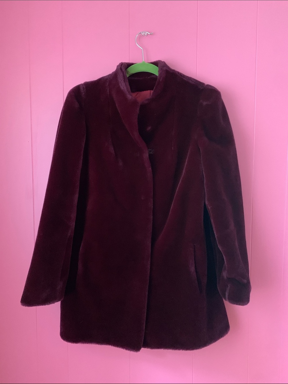 Vintage Faux Fur Velvet-like Burgundy Jacket Grandma